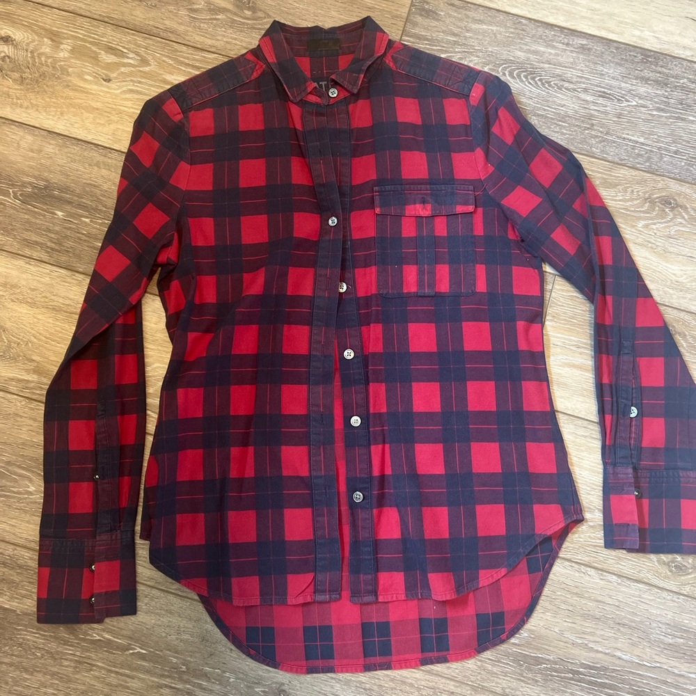 ATM Anthony Thomas Melillo Plaid Flannel Long Sleeve Shirt In Red Black XSmall